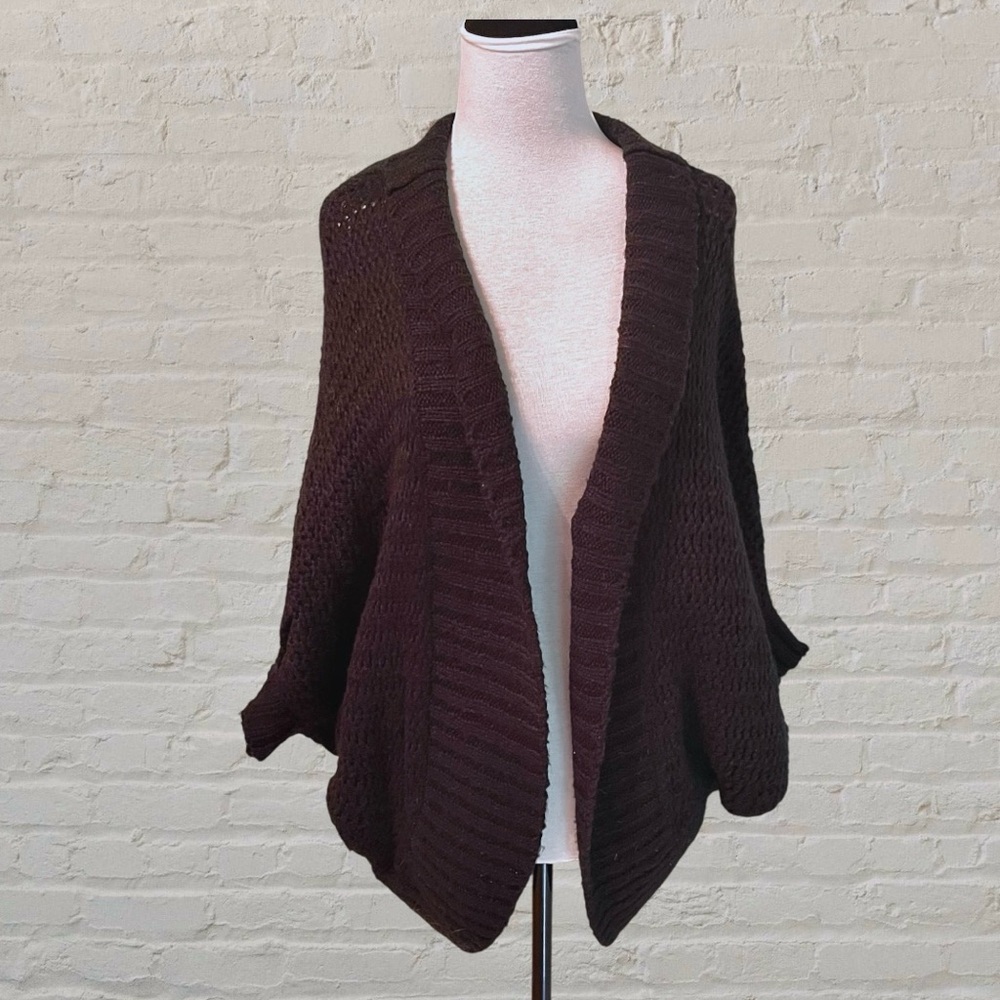 SWS Women's Open-Front Sweater Size L Black Soft Knit
